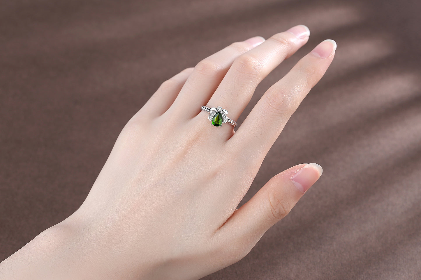 【Tiffanor】#N7-S925 Sterling Silver + Diopside 5*7mm Ring