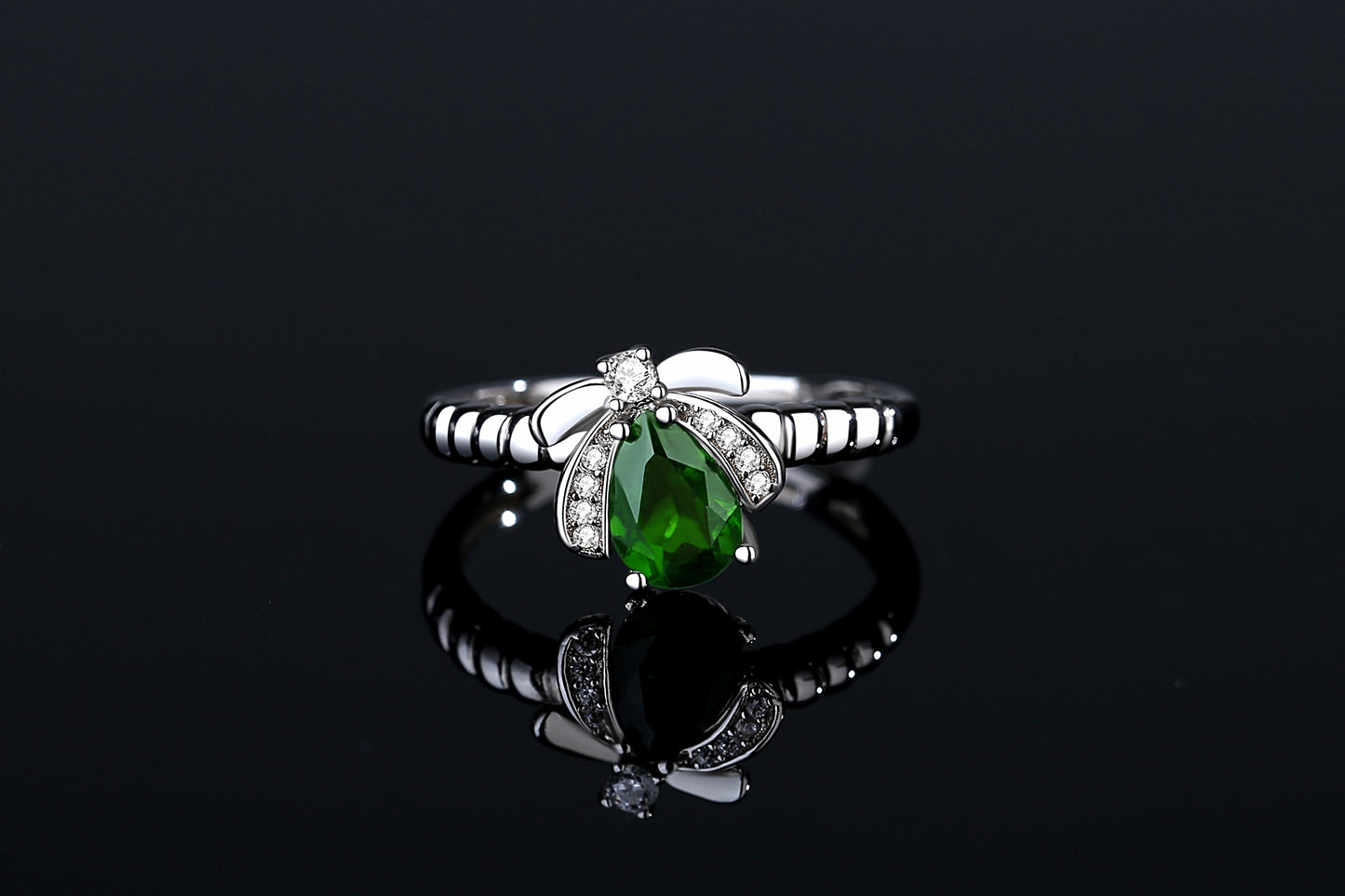 【Tiffanor】#N7-S925 Sterling Silver + Diopside 5*7mm Ring