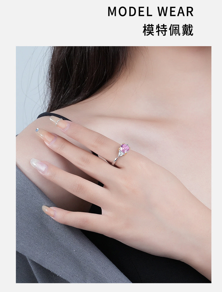 【Tiffanor】#B6-S925 Sterling Silver High Carbon Diamond 8*8mm Ring