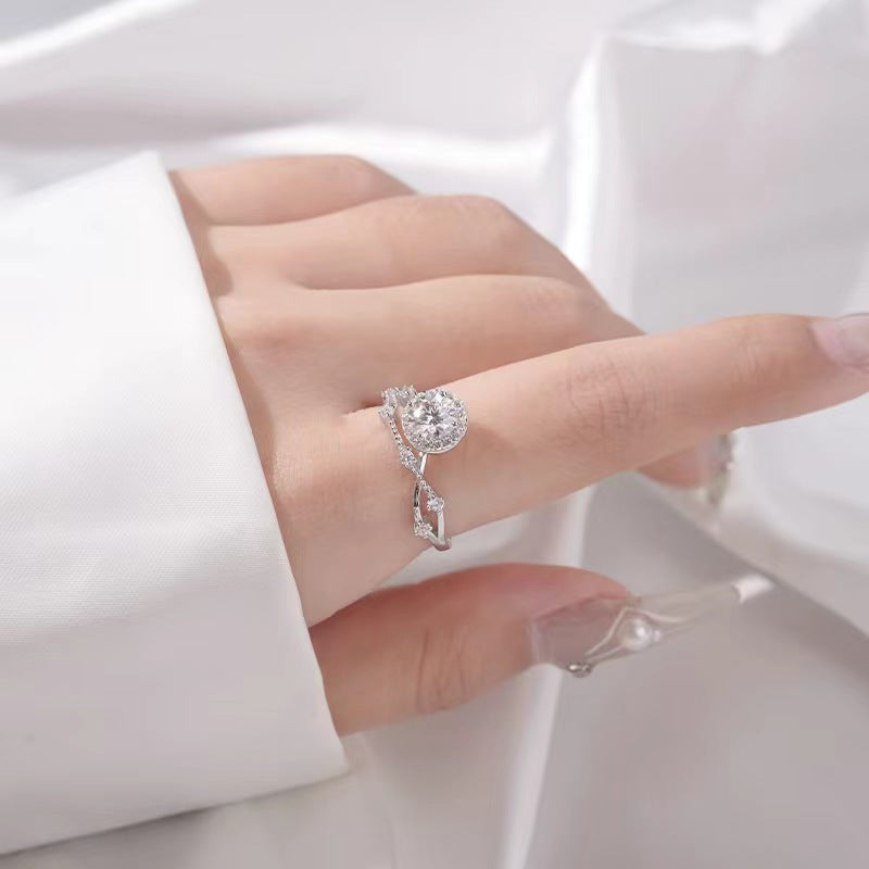 【#6】S925 Sterling Silver Moissanite Ring 1 & 2 Carat