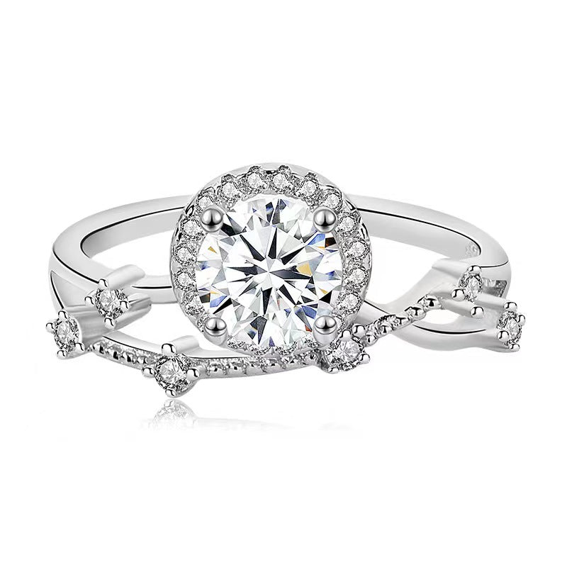 【#6】S925 Sterling Silver Moissanite Ring 1 & 2 Carat
