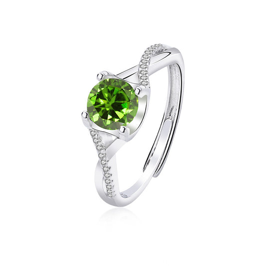 【Tiffanor】#N11-S925 Sterling Silver + Olivine 6.5mm Ring