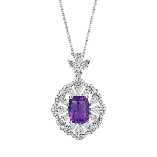 【Tiffanor】#N17-S925 Sterling Silver Amethyst 10*13mm Necklace