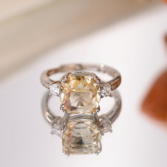【Tiffanor】#N20-S925 Sterling Silver + Citrine 10mm Ring