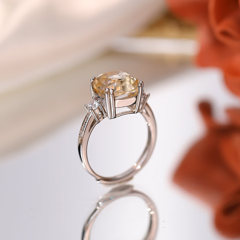 【Tiffanor】#N20-S925 Sterling Silver + Citrine 10mm Ring