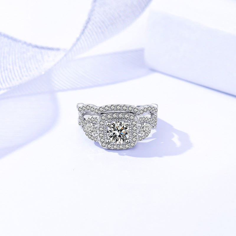 【#12】S925 Sterling Silver Moissanite Ring 2 Carat