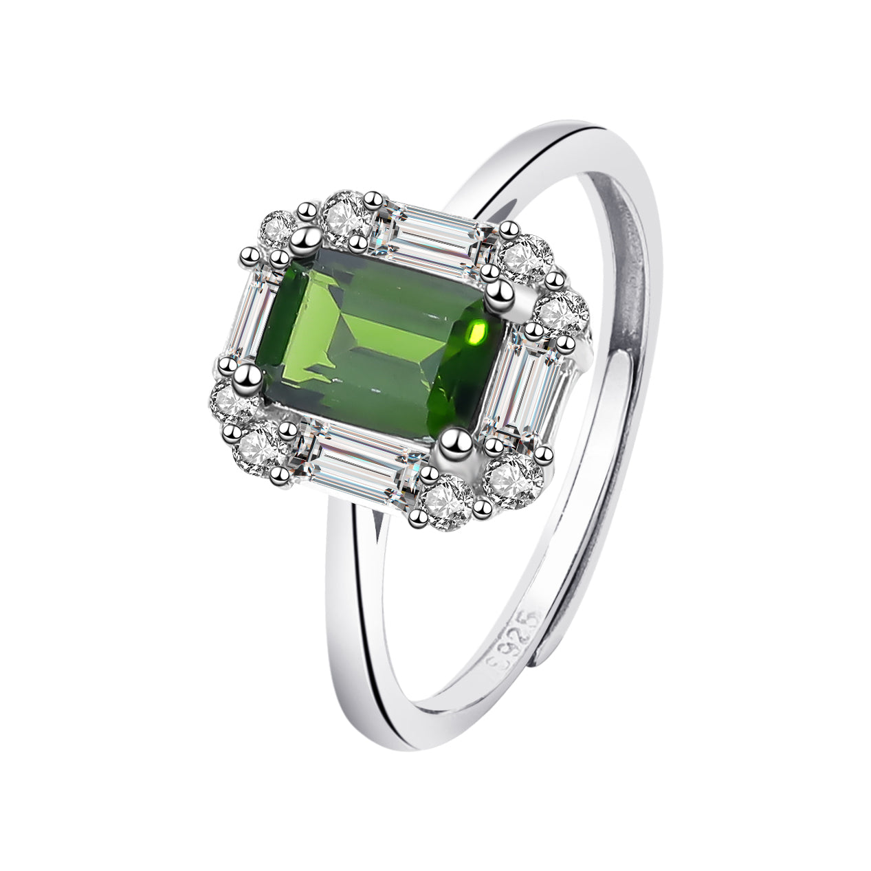 【Tiffanor】#N6-S925 Sterling Silver + Diopside 5*7mm Ring