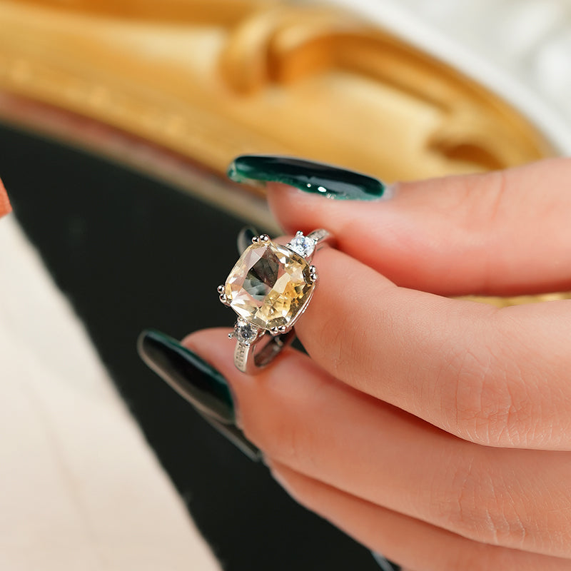 【Tiffanor】#N20-S925 Sterling Silver + Citrine 10mm Ring