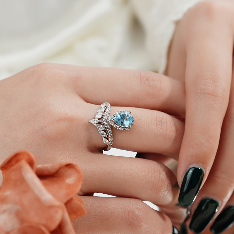 【Tiffanor】#N13-S925 Sterling Silver + Topaz 6*8mm Ring