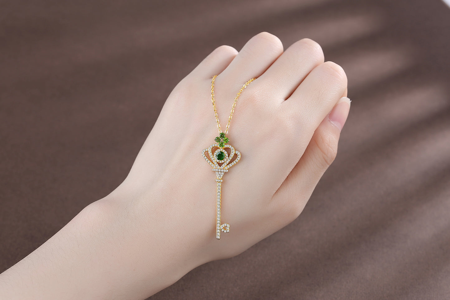 【Tiffanor】#N10-S925 Sterling Silver Diopside 4mm Necklace