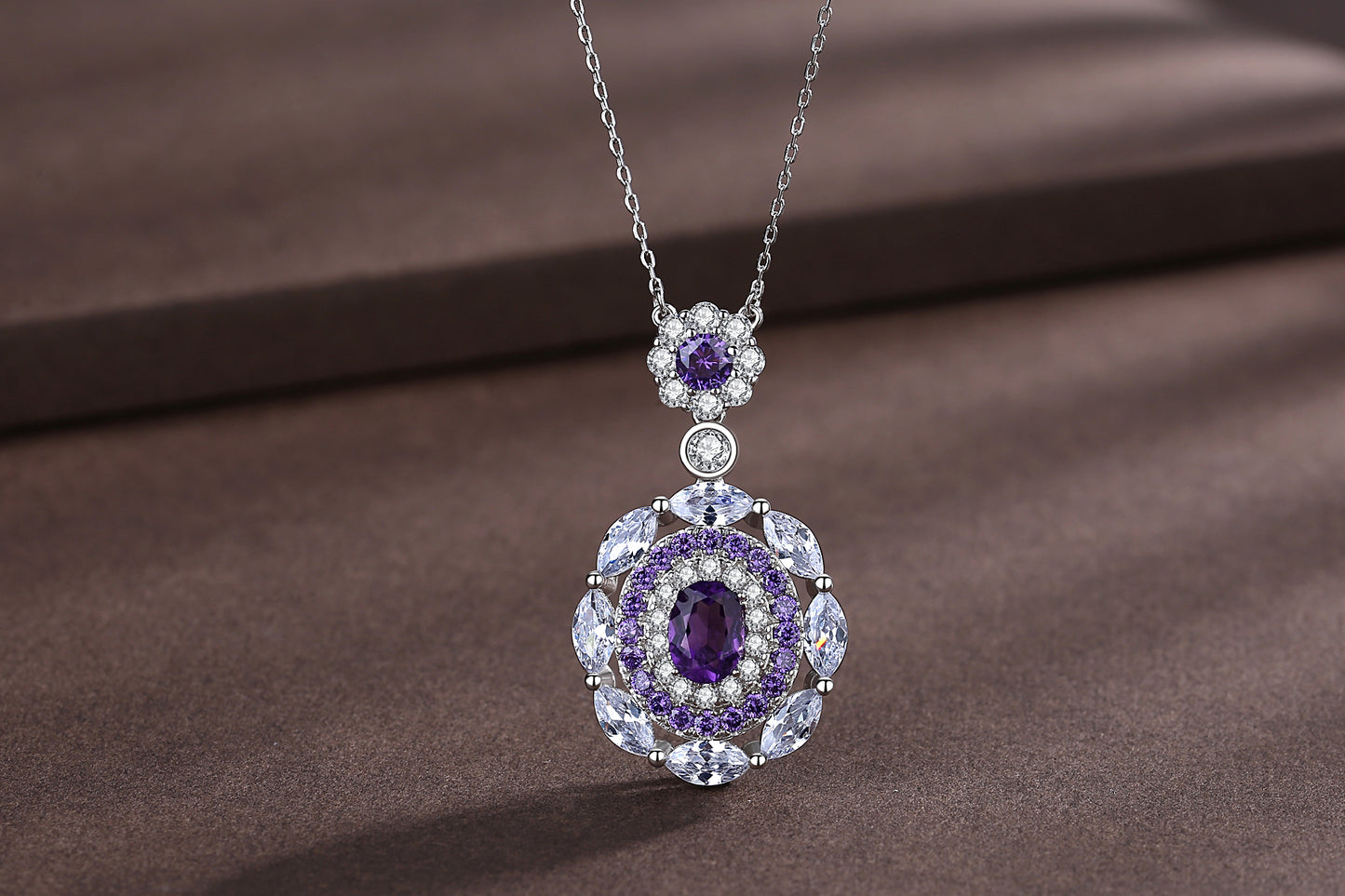 【Tiffanor】#N16-S925 Sterling Silver Amethyst 6mm Necklace