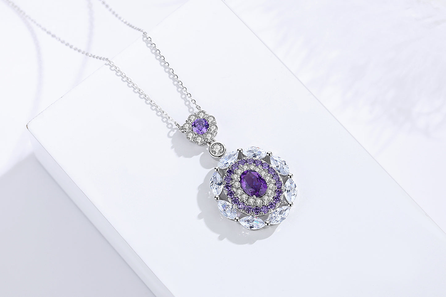 【Tiffanor】#N16-S925 Sterling Silver Amethyst 6mm Necklace