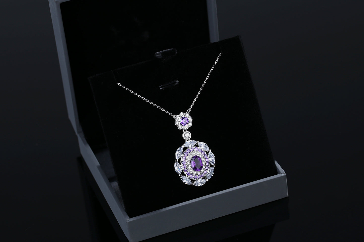 【Tiffanor】#N16-S925 Sterling Silver Amethyst 6mm Necklace