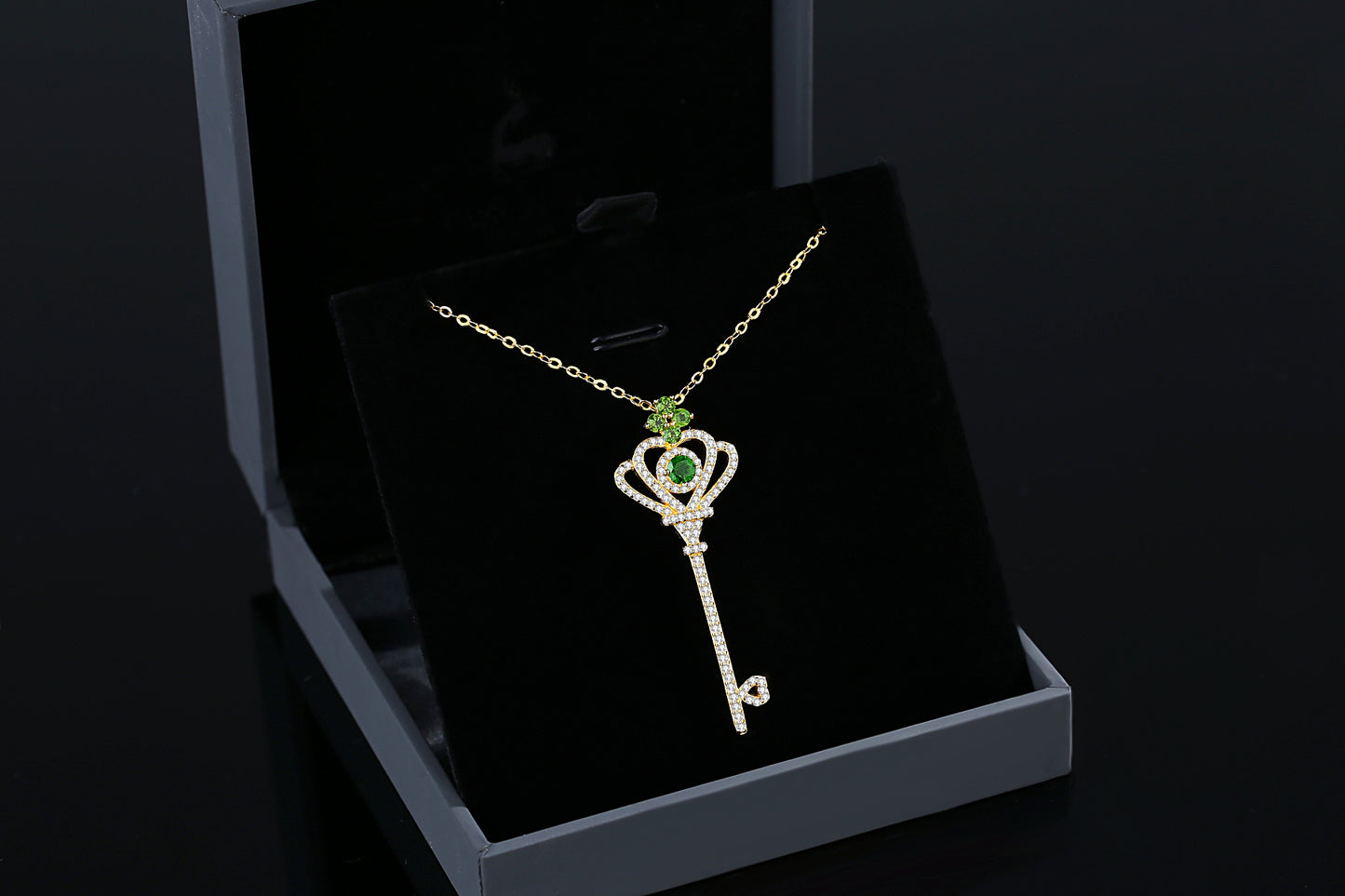 【Tiffanor】#N10-S925 Sterling Silver Diopside 4mm Necklace