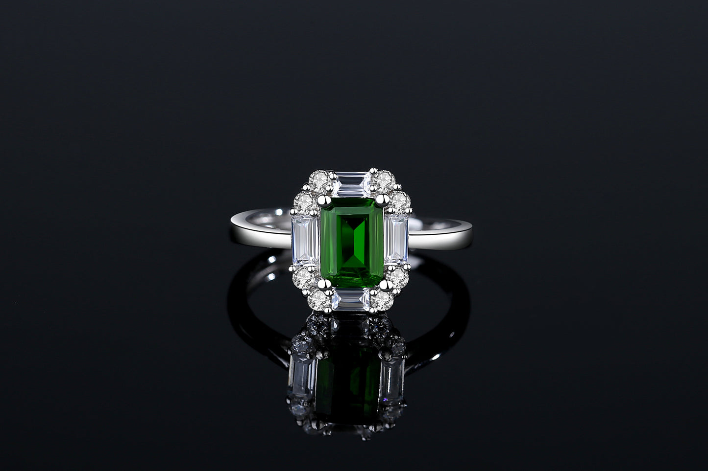 【Tiffanor】#N6-S925 Sterling Silver + Diopside 5*7mm Ring