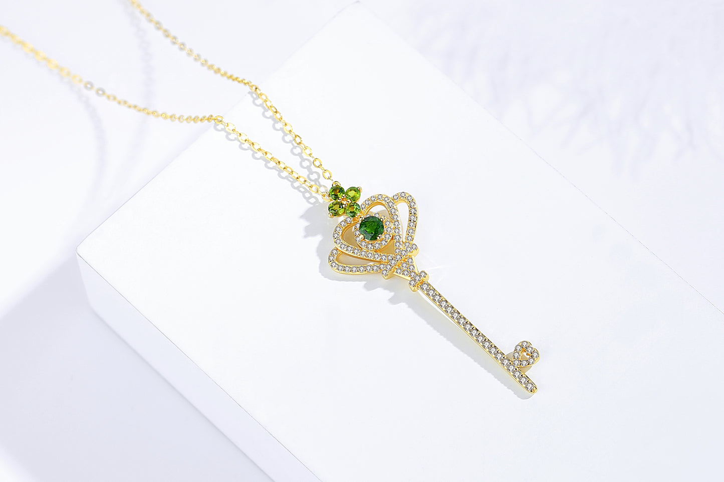 【Tiffanor】#N10-S925 Sterling Silver Diopside 4mm Necklace