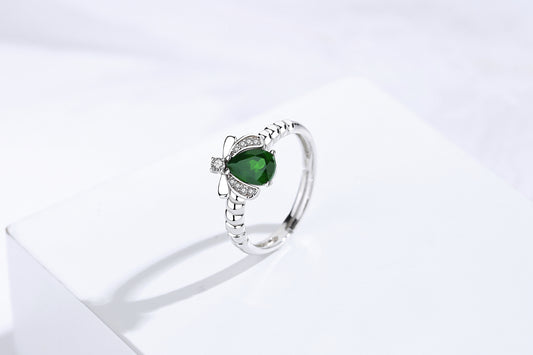 【Tiffanor】#N7-S925 Sterling Silver + Diopside 5*7mm Ring