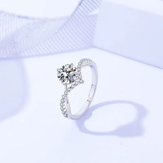 【#4】S925 Sterling Silver Moissanite Ring 1 Carat