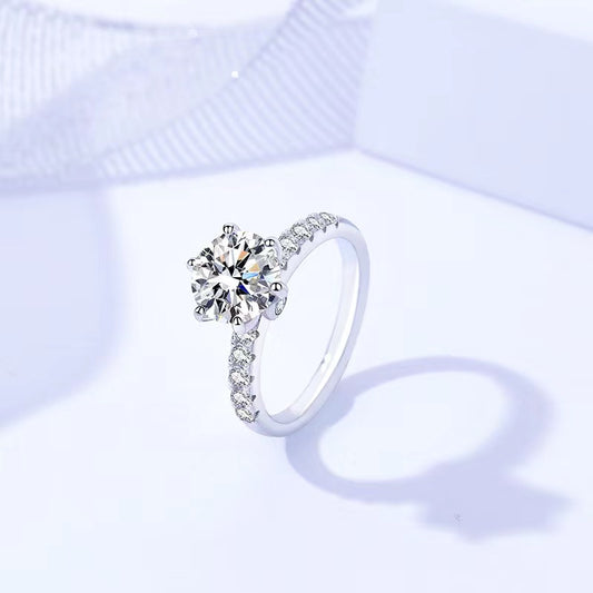 【#5】S925 Sterling Silver Moissanite Ring 1 & 2 Carat