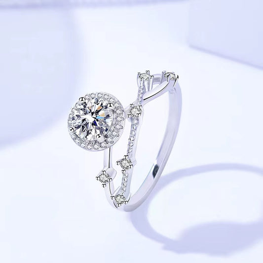 【#6】S925 Sterling Silver Moissanite Ring 1 & 2 Carat