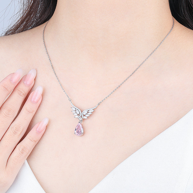 【Tiffanor】#B1-S925 Sterling Silver High Carbon Diamond 8*13mm Necklace