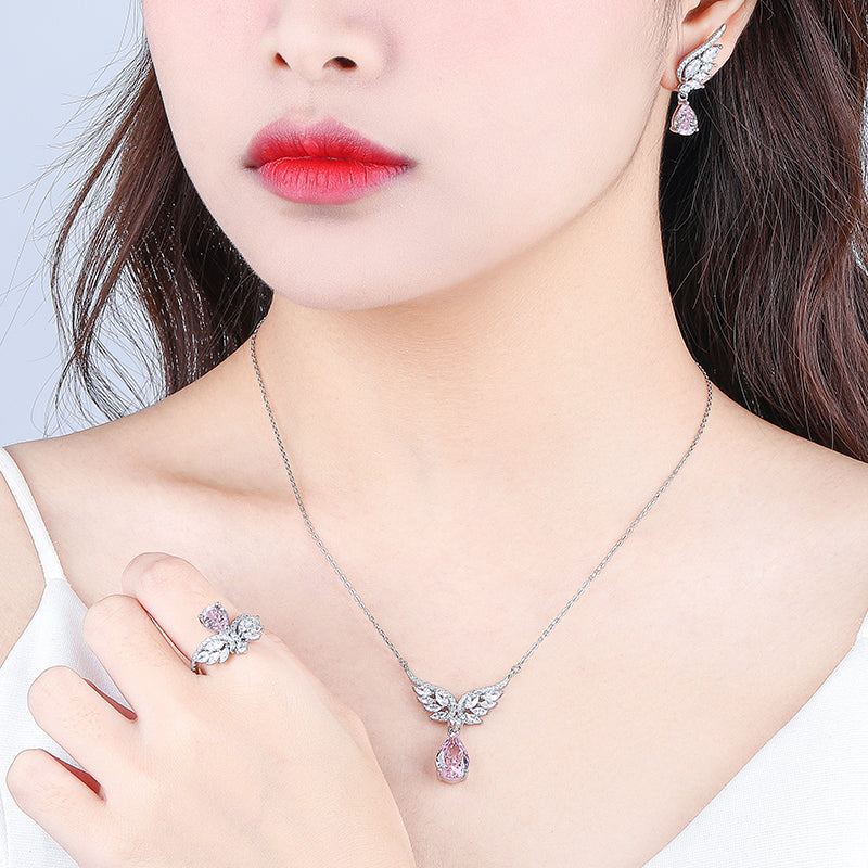 【Tiffanor】#B1-S925 Sterling Silver High Carbon Diamond 8*13mm Necklace